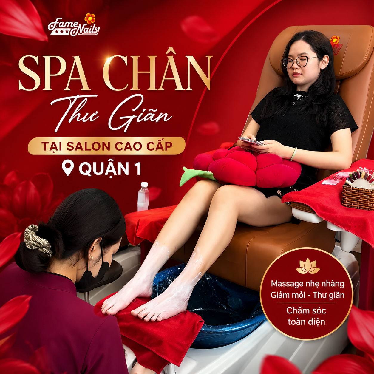 massage chân tại Fame Nails